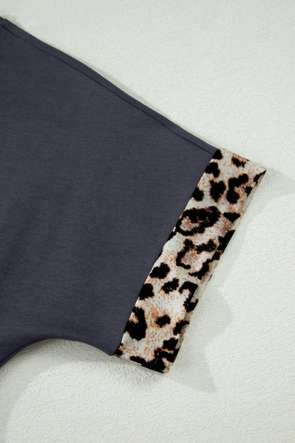 White Contrast Leopard Bow Patched Short Sleeve T Shirt Long Dress - Casual Dresses