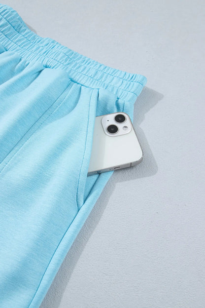 Myosotis Half Zip High Neck Tee Athleisure Short Set Nataliz