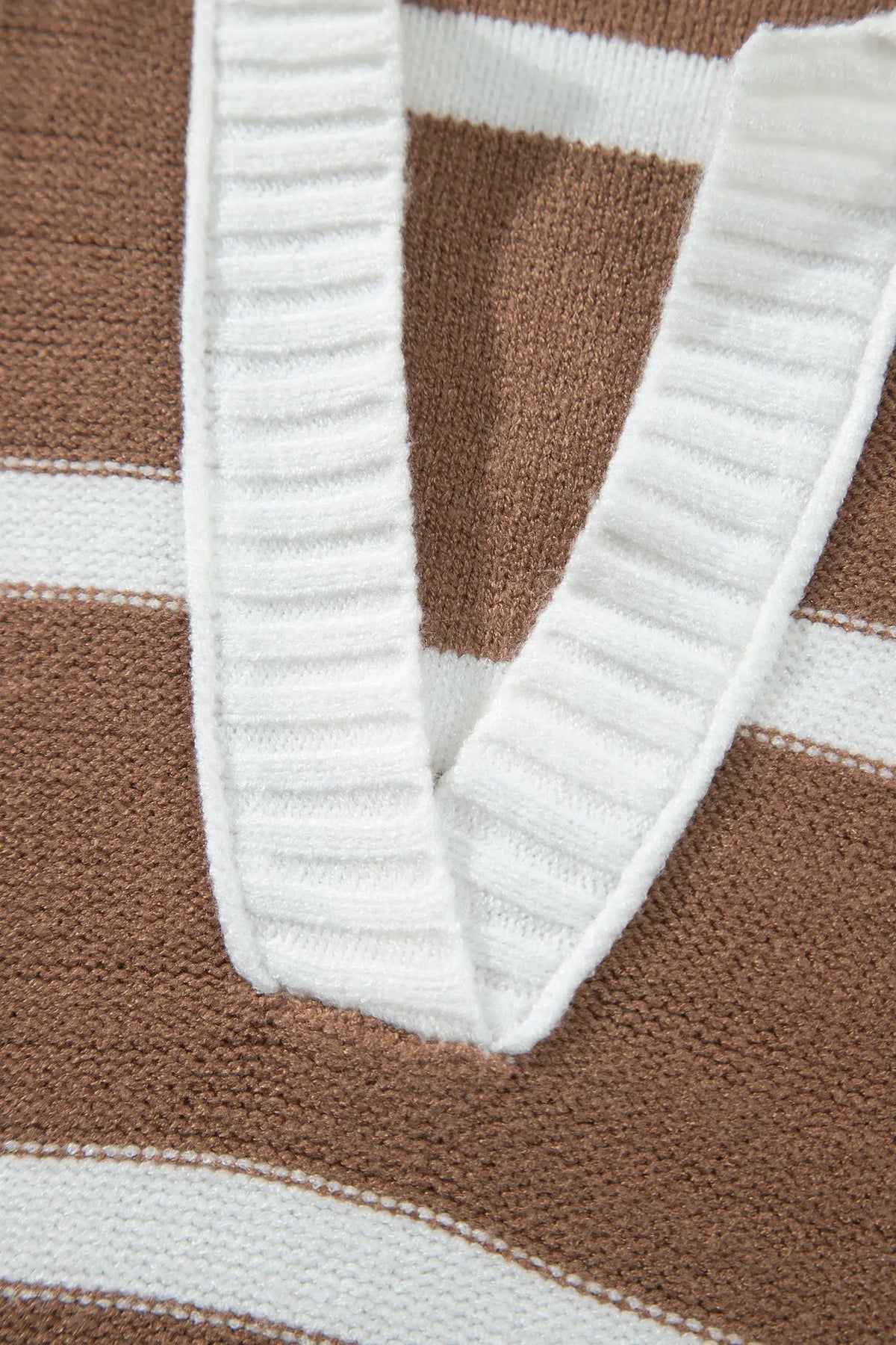 Brown Stripe Striped V Neck Long Sleeve Shift Plus Size Sweater