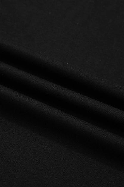 Black Casual Solid Short Sleeve Top with Metal Button Details Key Features - Tops