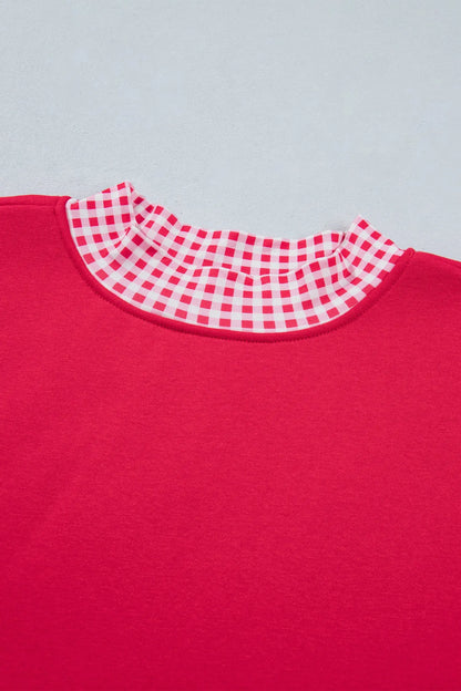 Pink Colorblock Polka Dot Contrast Trim Oversized Sweatshirt