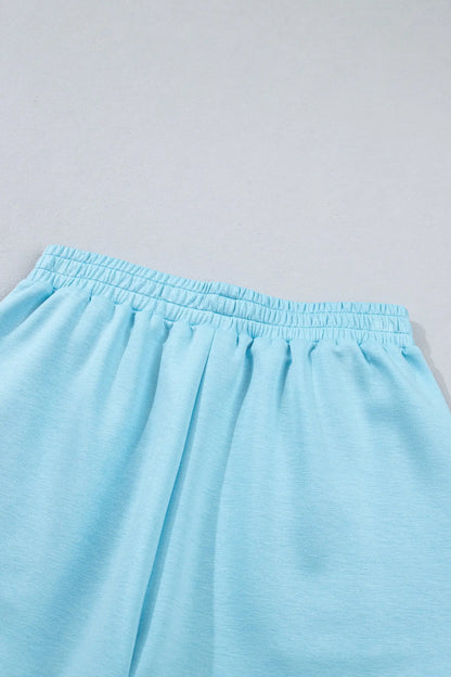Myosotis Half Zip High Neck Tee Athleisure Short Set Nataliz