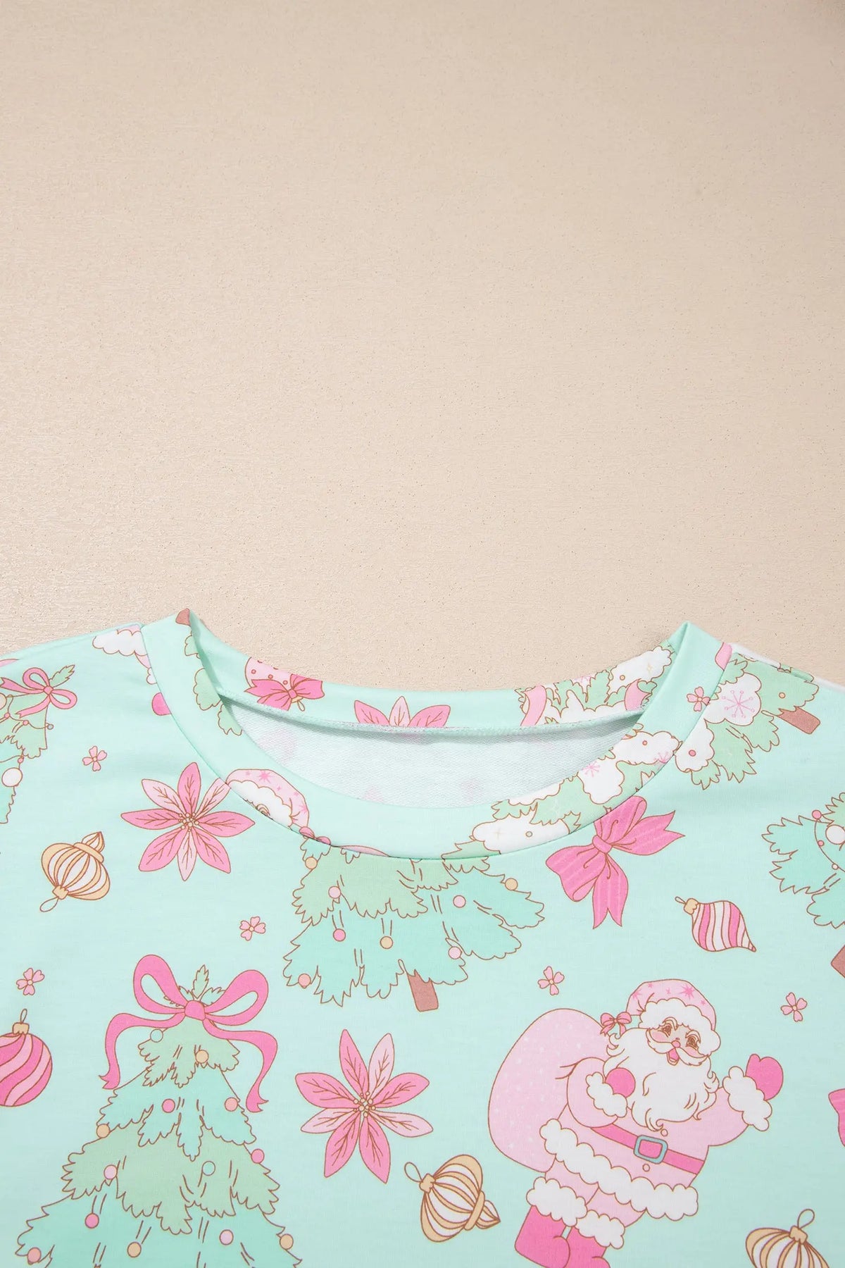 Green Abstract Print Long Sleeve Two Piece Lounge Set
