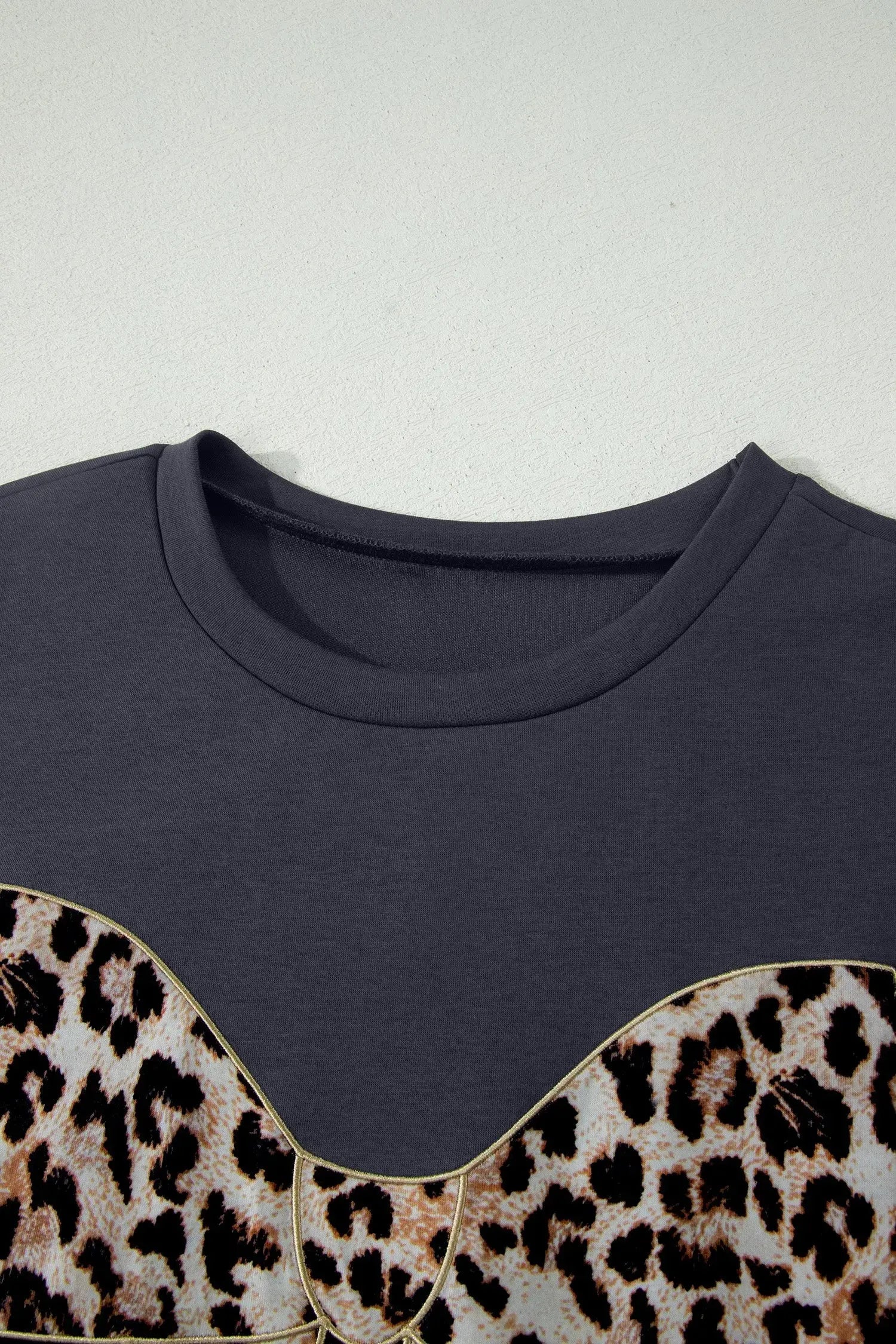 White Contrast Leopard Bow Patched Short Sleeve T Shirt Long Dress - Casual Dresses