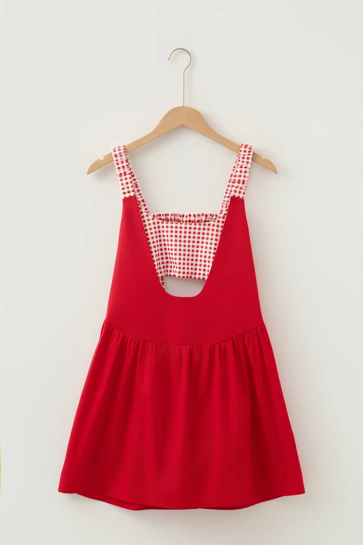 Beau Blue Faux Two Piece Gingham Contrast Patchwork Loose Mini Dress