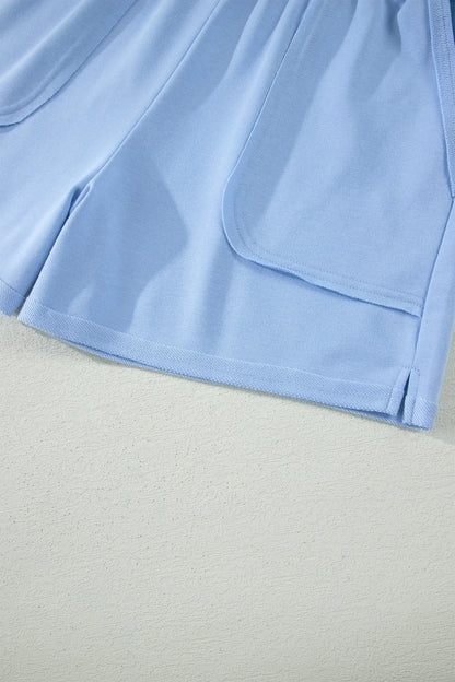 Banana Cream Loose Polo Tee Elastic Waist 2pcs Short Set Nataliz