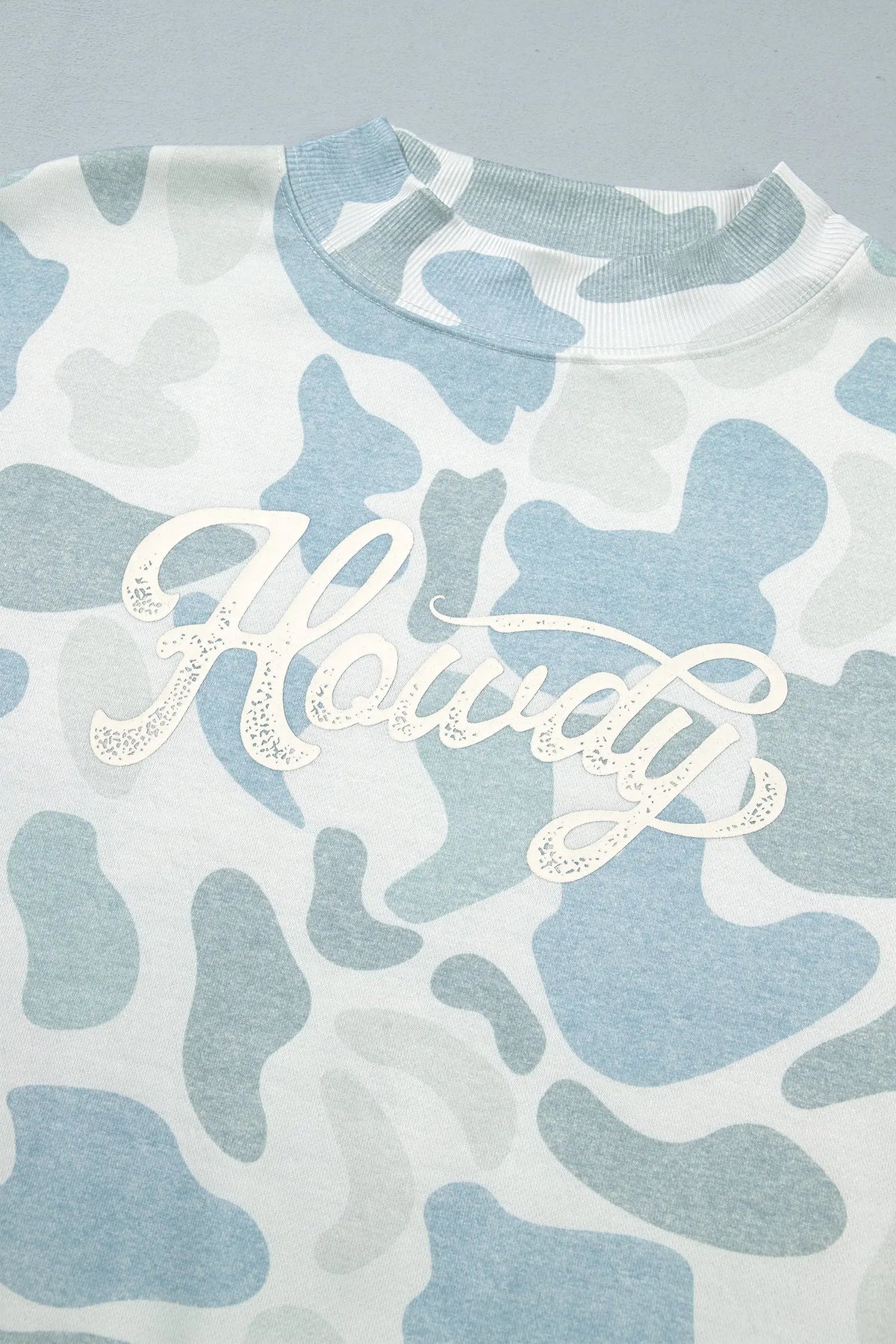 Camo Print Howdy Western Style Baggy Pullover Sweatshirt