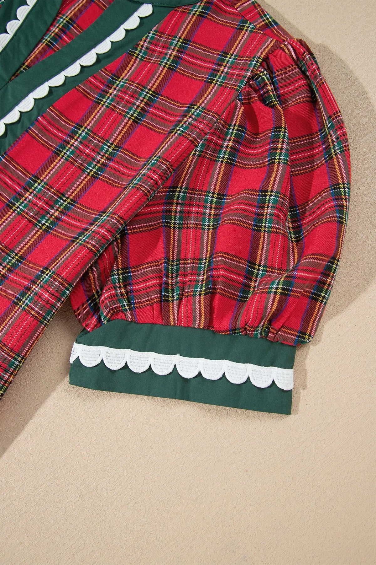 Red Plaid Mini Mini Shift Style Short Sleeve Dress