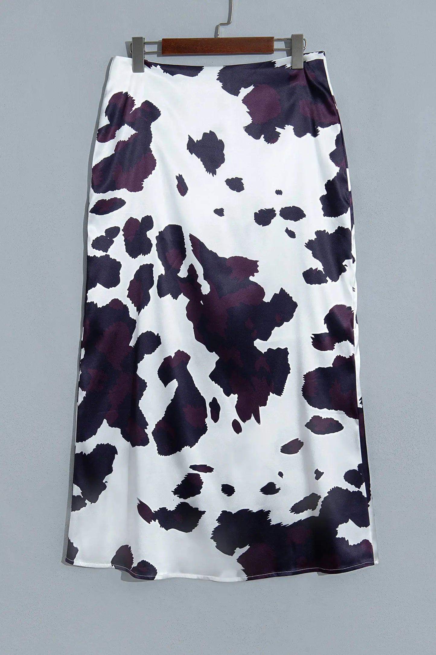Brown Abstract Print Western Long Metal Zip-Up Waist Daily Wear Skirt