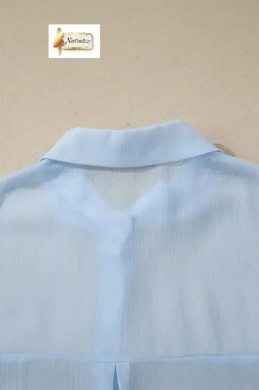 Beau Blue Sheer Tunic Shirt Drawstring Shorts 2pcs Swim Cover Up Nataliz