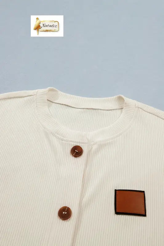 Beige Denim Patchwork Short Sleeve Ribbed Shirt Dear-Lover Dropshipping