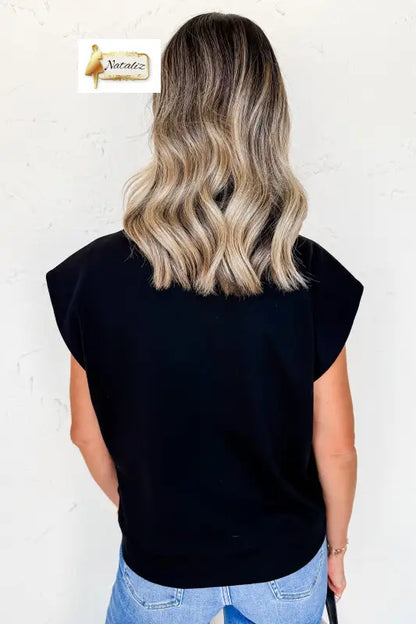 Black Casual Solid Short Sleeve Top with Metal Button Details Key Features Dear-Lover Dropshipping