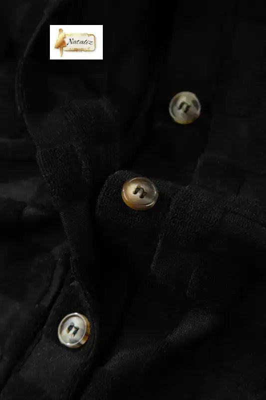 Black Half Buttons Sleeveless Wide Leg Textured Jumpsuit Nataliz