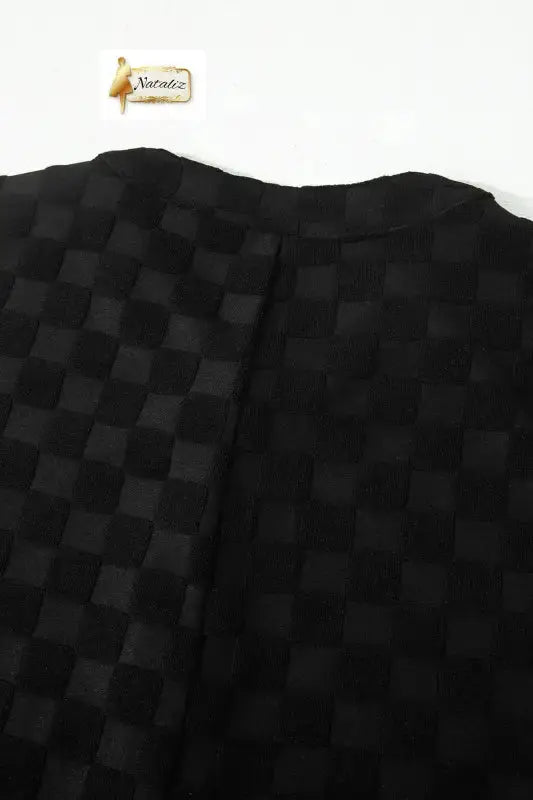 Black Half Buttons Sleeveless Wide Leg Textured Jumpsuit Nataliz