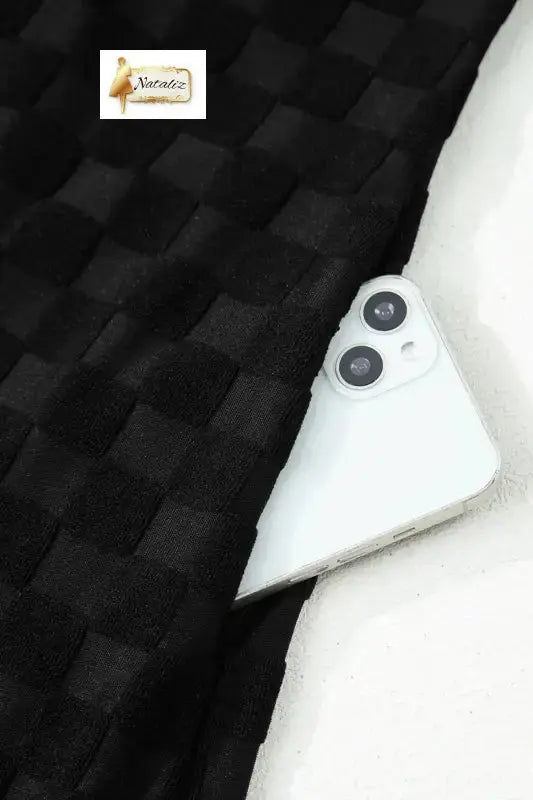 Black Half Buttons Sleeveless Wide Leg Textured Jumpsuit Nataliz