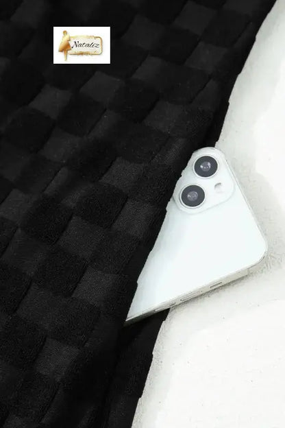 Black Half Buttons Sleeveless Wide Leg Textured Jumpsuit Nataliz