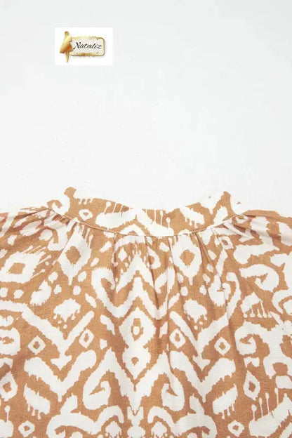 Blue Western Fashion Print Striped Color Block Patchwork Shift Mini Dress Nataliz