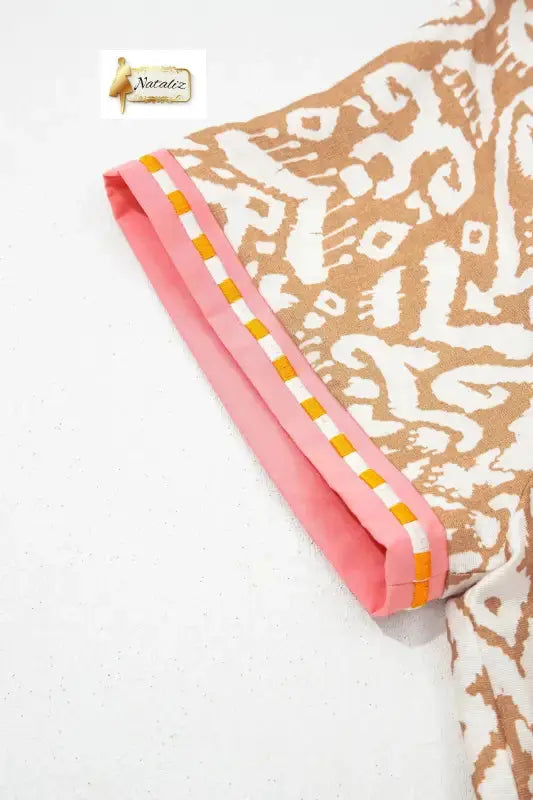 Blue Western Fashion Print Striped Color Block Patchwork Shift Mini Dress Nataliz