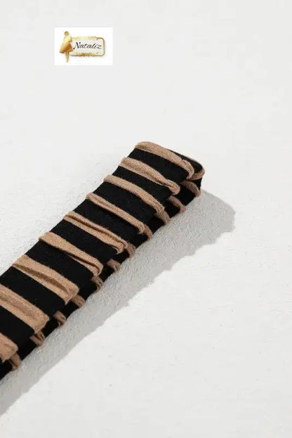 Brown Stripe Square Neck Shirred Wide Leg Jumpsuit Nataliz