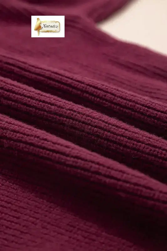 Burgundy Lace Bowknot Asymmetric Neck Sweater Dear-Lover Dropshipping