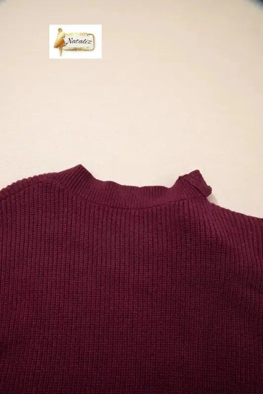 Burgundy Lace Bowknot Asymmetric Neck Sweater Dear-Lover Dropshipping