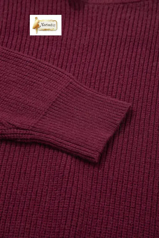 Burgundy Lace Bowknot Asymmetric Neck Sweater Dear-Lover Dropshipping