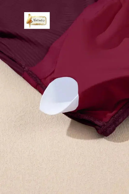 Burgundy Ribbed Knit Crossed Detail Tank Skort 2pcs Swimsuit Nataliz