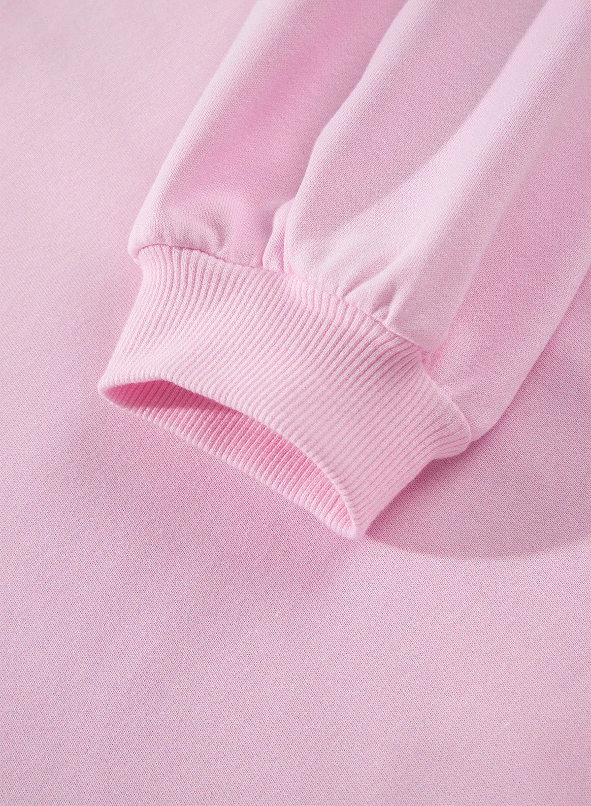 Pink Solid Color Raw Seam Lace Detail Loose Casual Sweatshirt detail view · nz-alt-v1