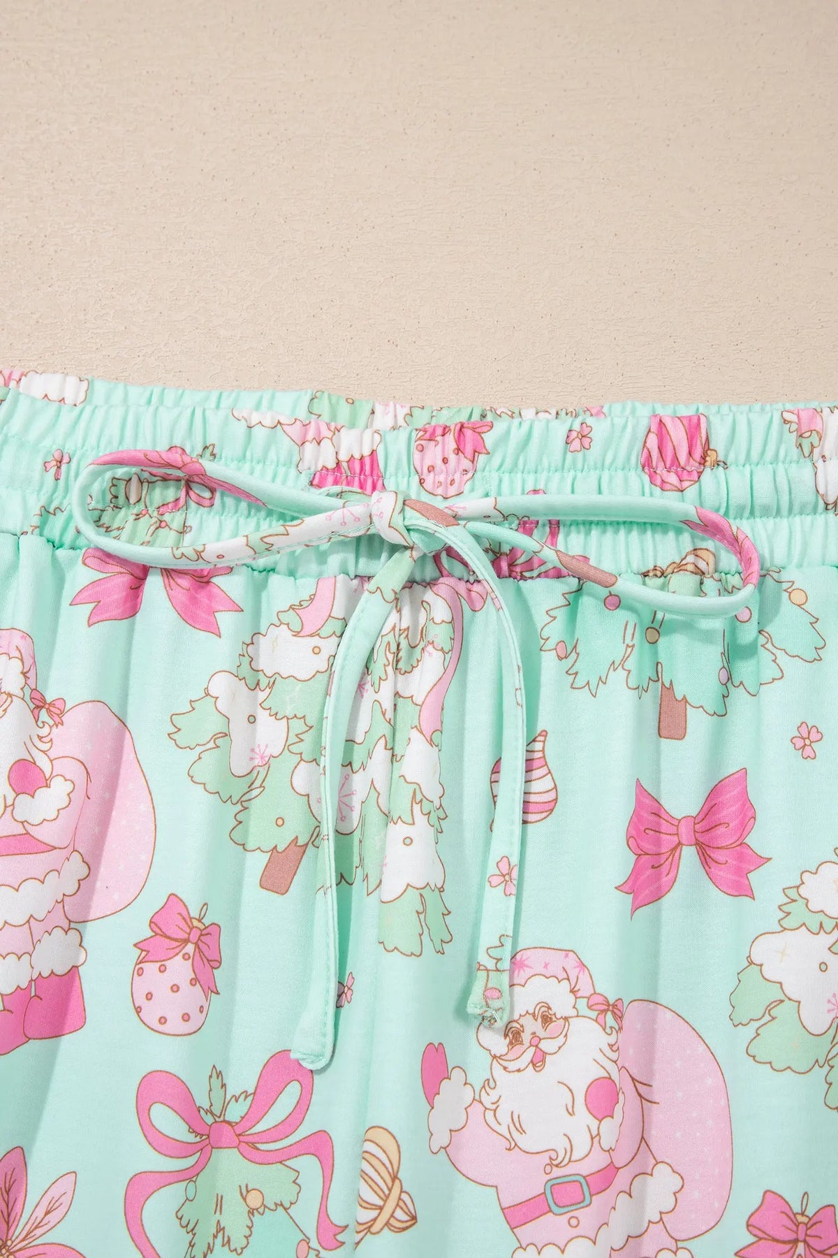 Green Abstract Print Long Sleeve Two Piece Lounge Set