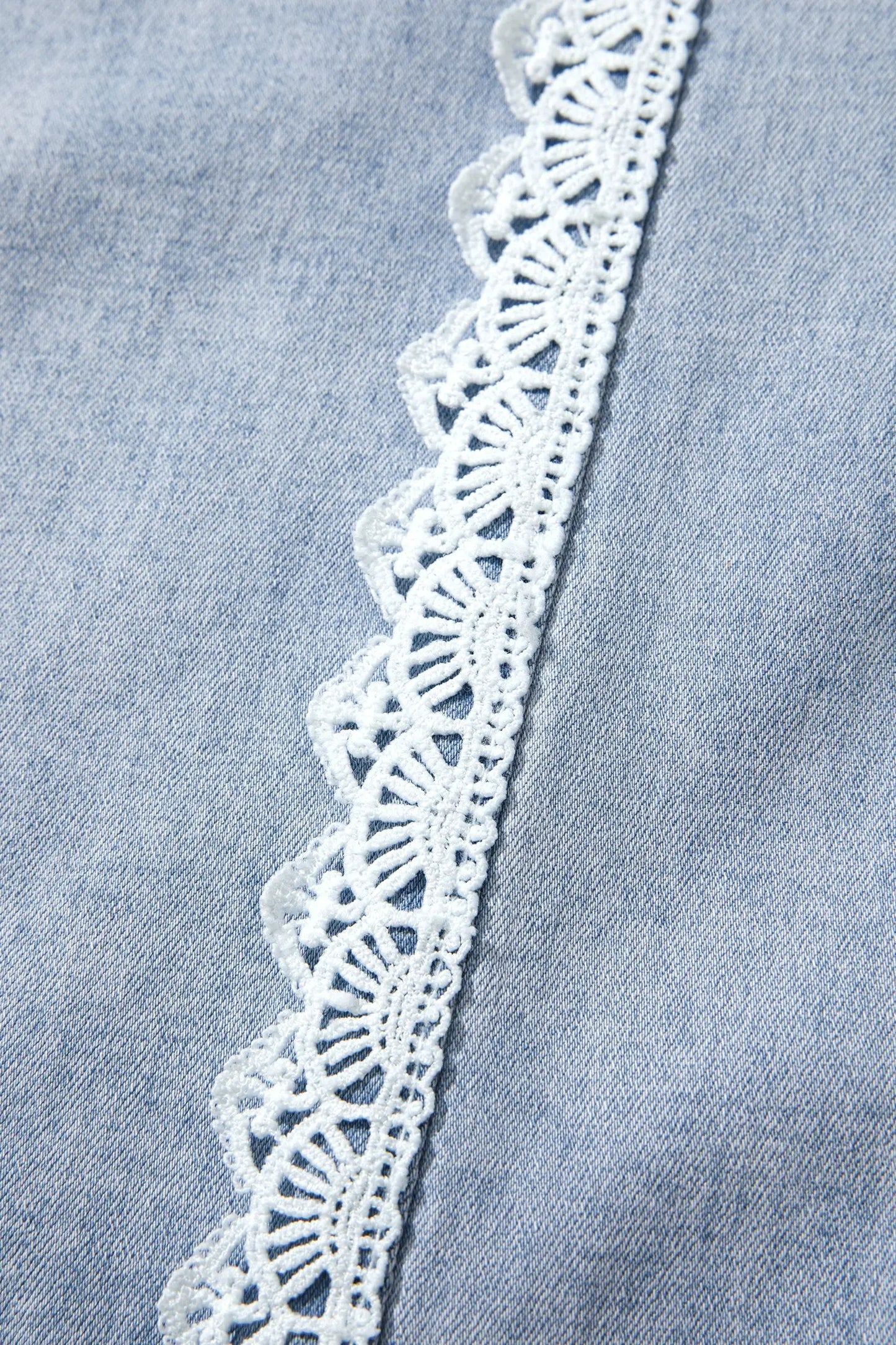 Beau Blue Lace Trim Casual Full-Length Regular Fit Jeans