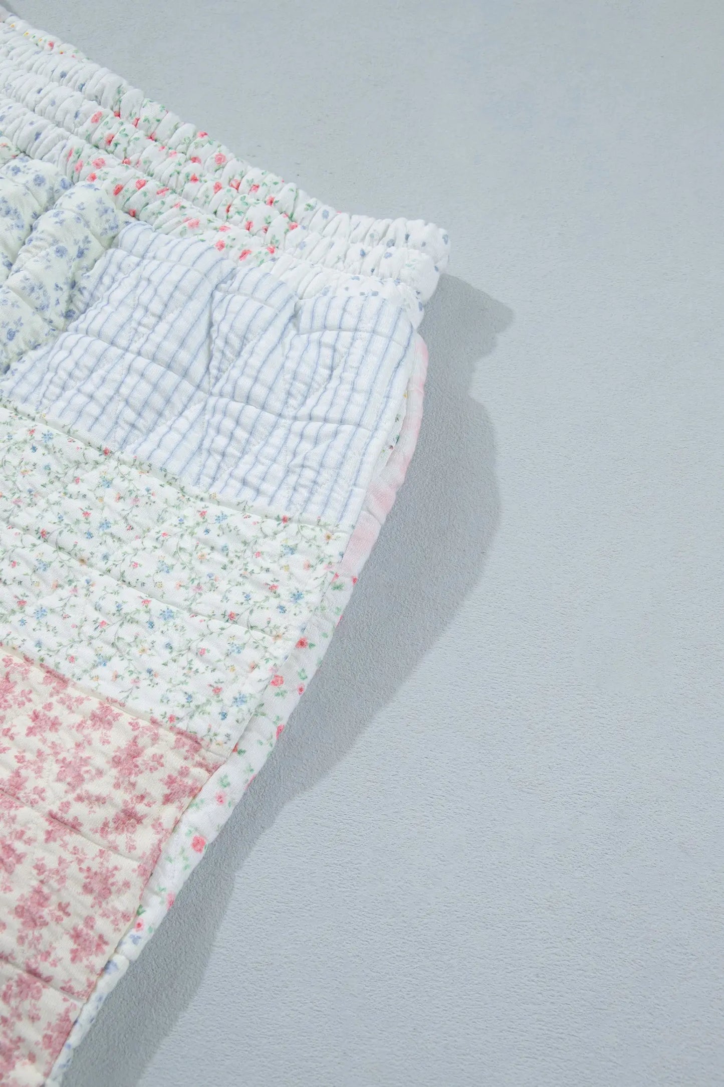 Multicolour Floral Quilted Mock Neck Top and Short Set