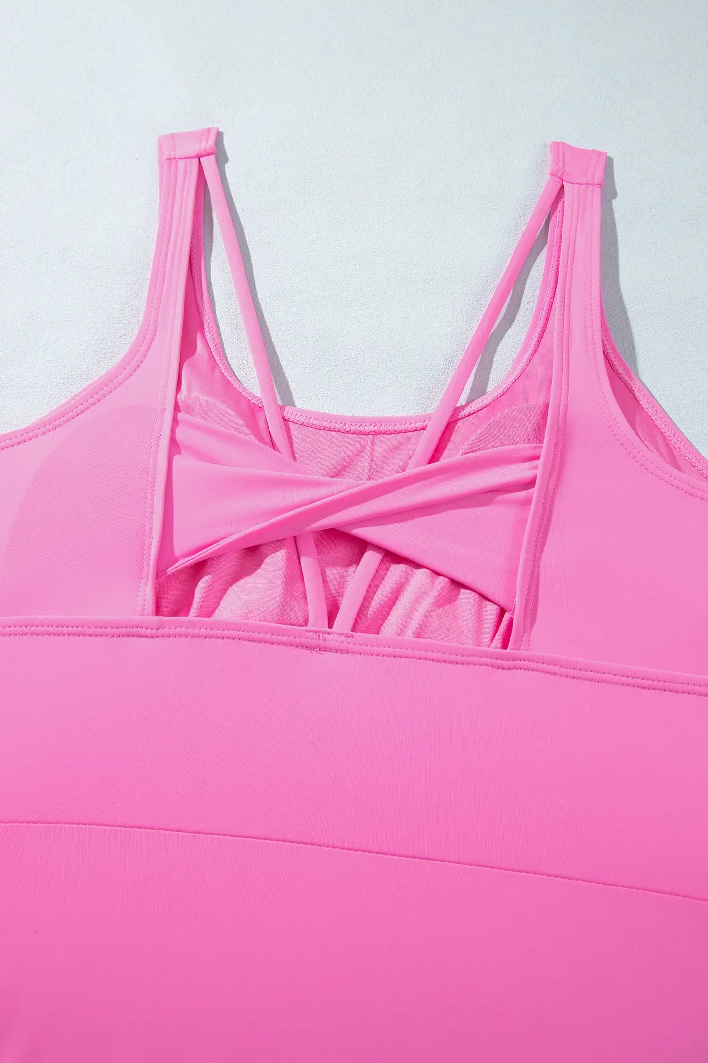 Bright Pink Twisted Strappy Back Active Mini Dress with Shorts