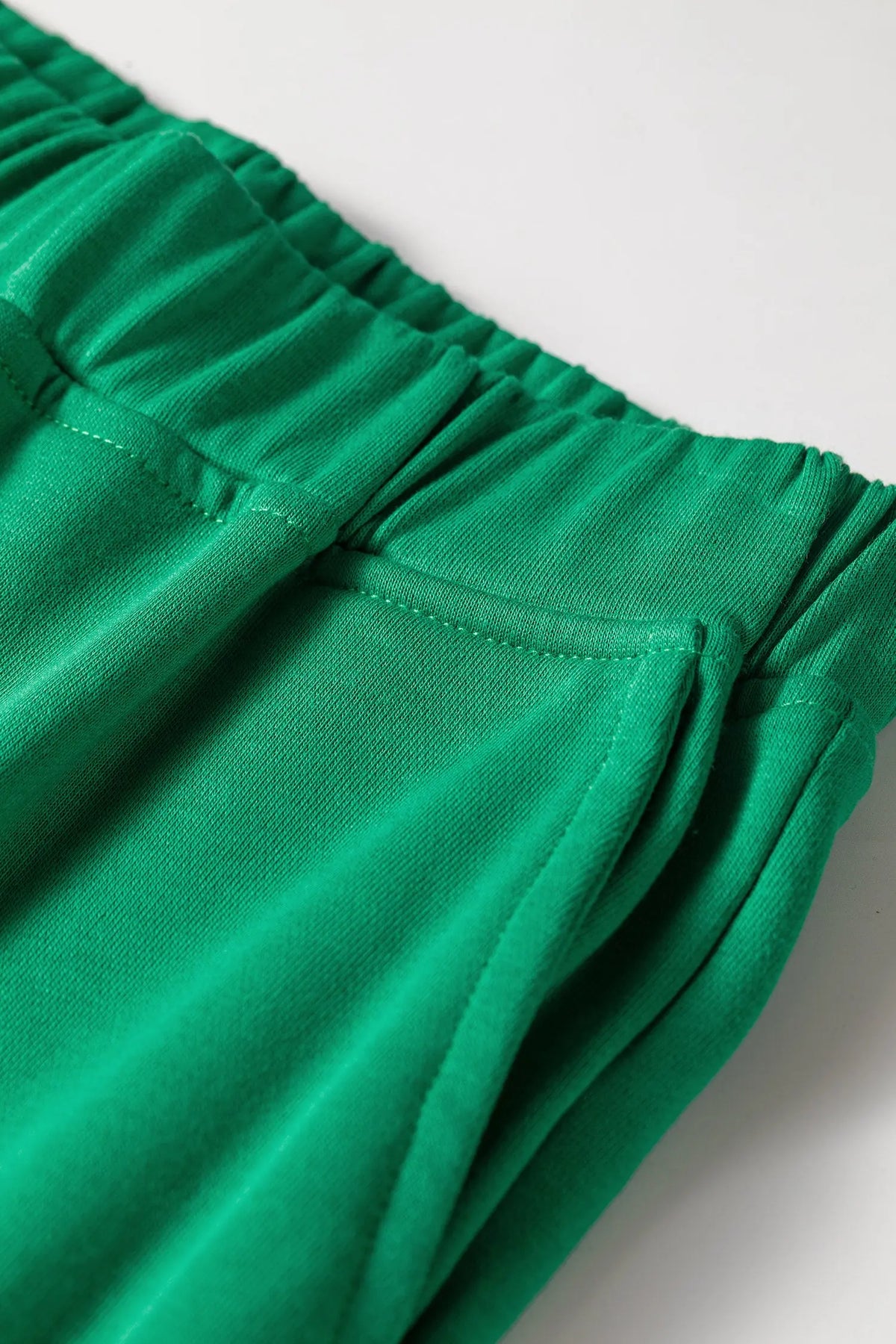 Bright Green Solid Color Hooded Long Sleeve Elastic Waist Pocket Pant Set