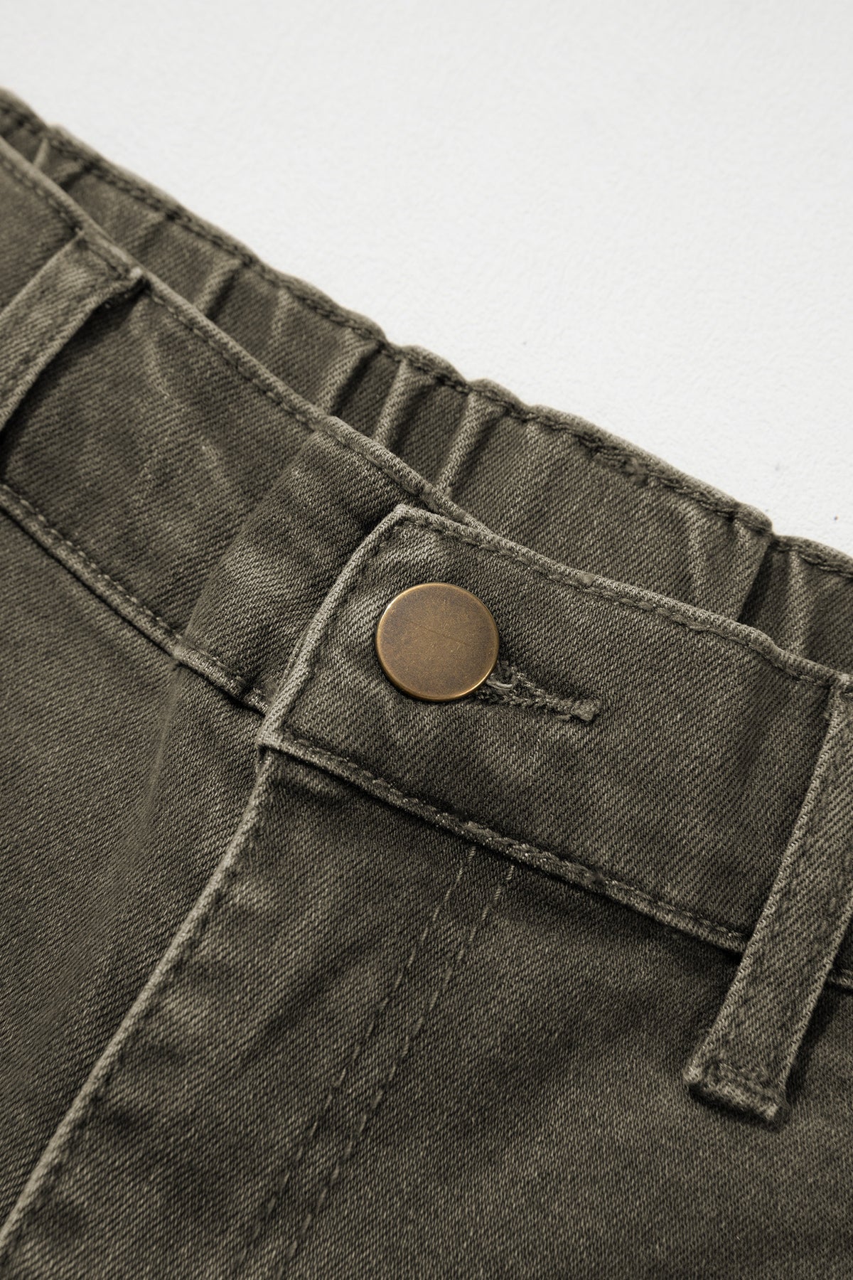 Solid Color Square Patch Pocket Ankle-length Barrel Jeans