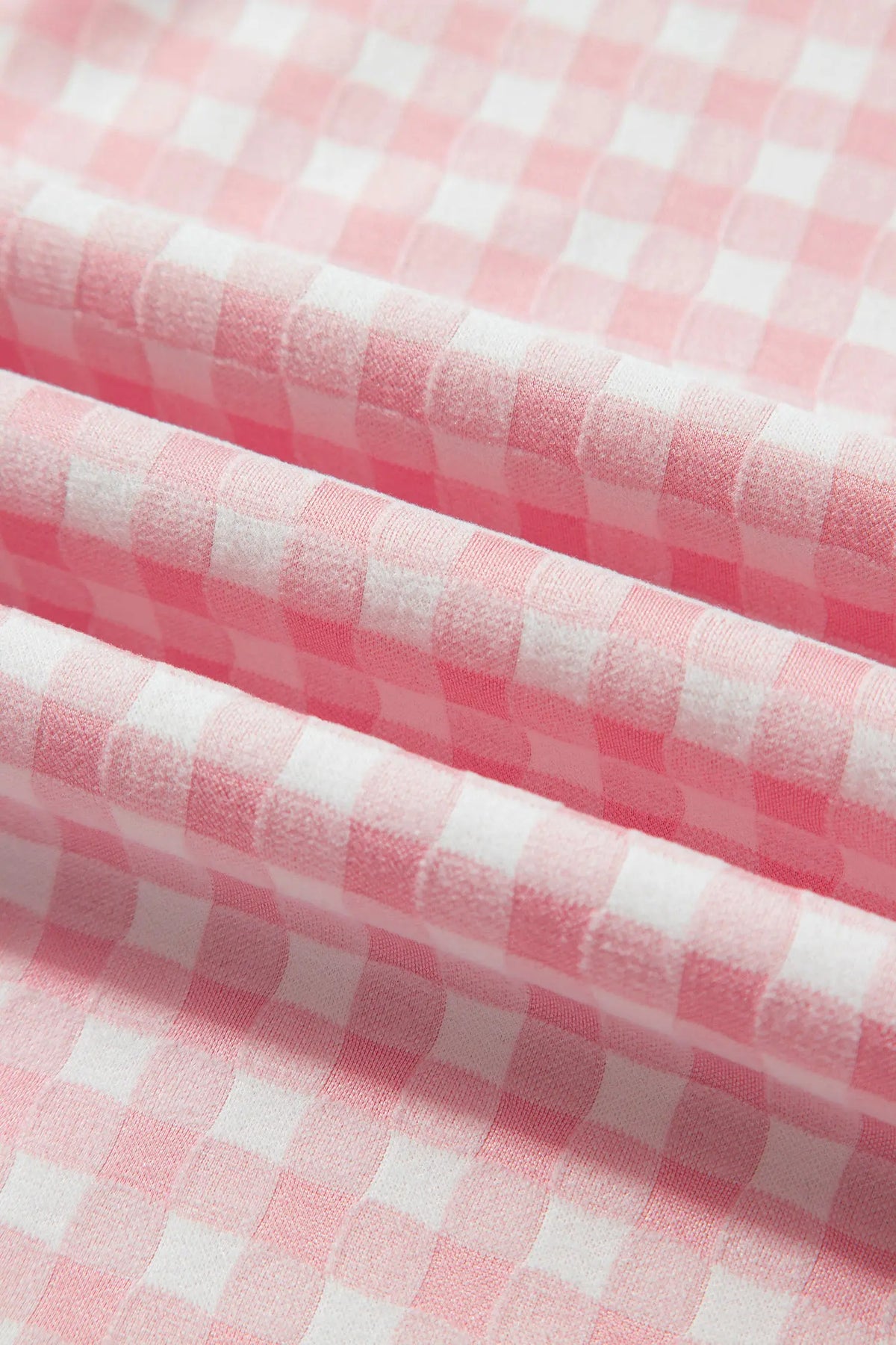 Pink Gingham Long Sleeve Lapel Shirt 2pcs Pajama Pant Set