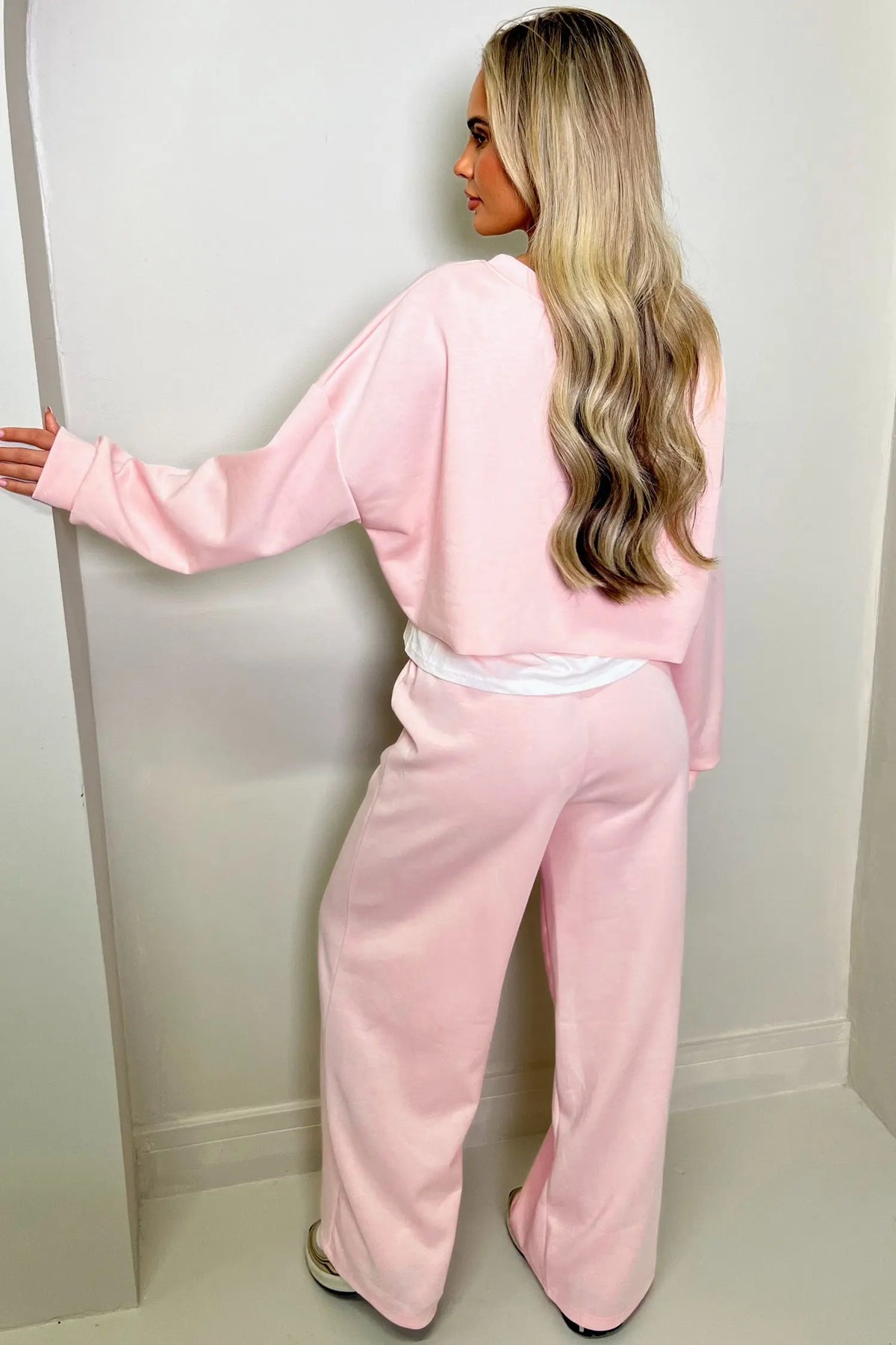 Color Contrast Overlay Long Sleeve Top Drawstring Loose Pant Set