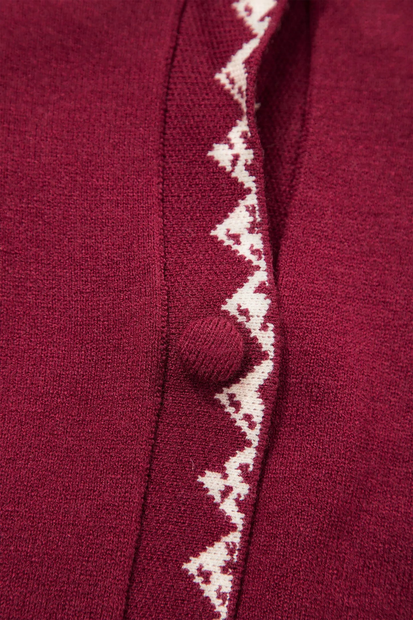 Burgundy Bow Pocket Collar Long Sleeve Knit Cardigan