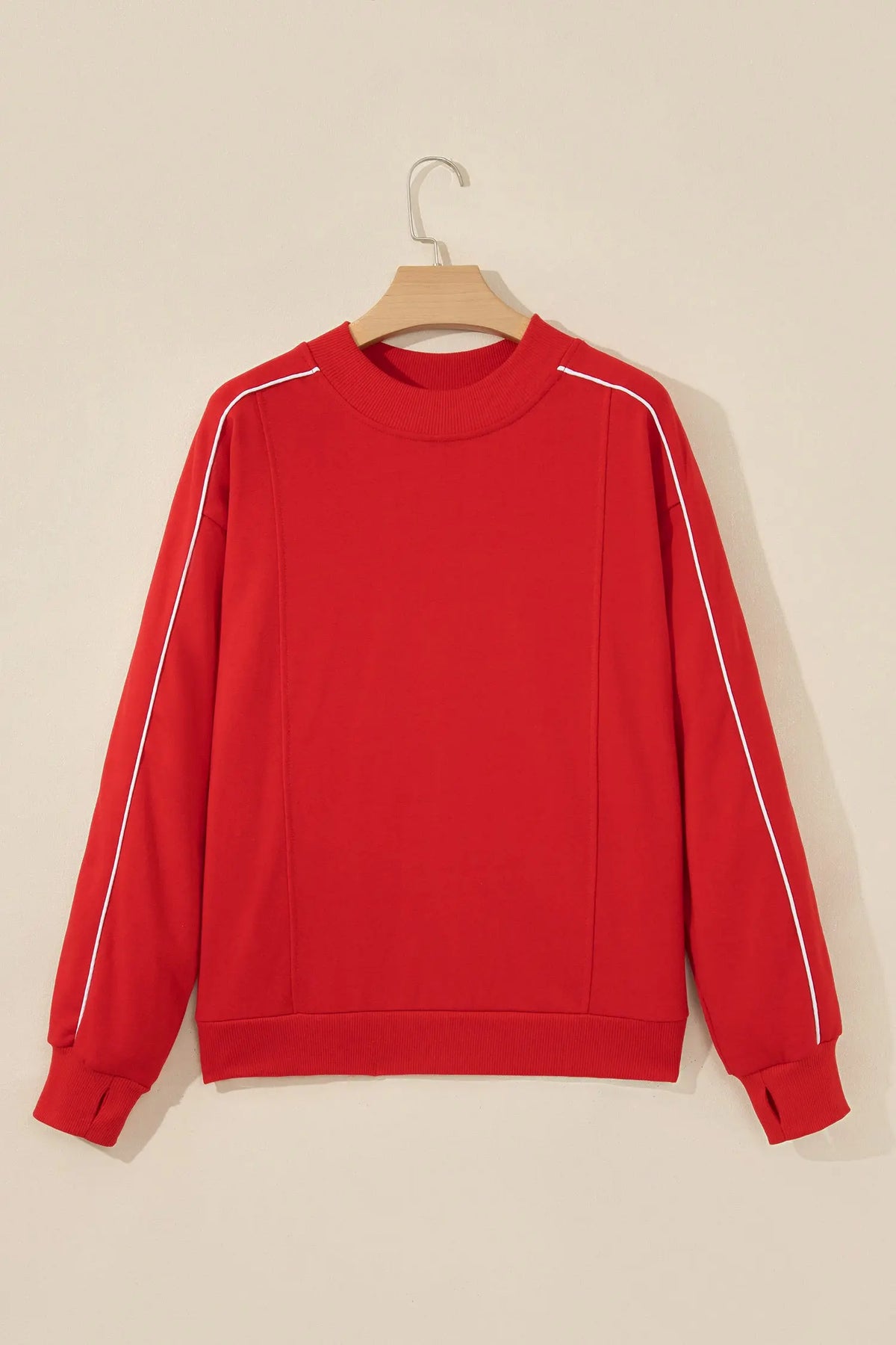 Fiery Red Stand Neck Long Sleeve Regular Fit Sweatshirt