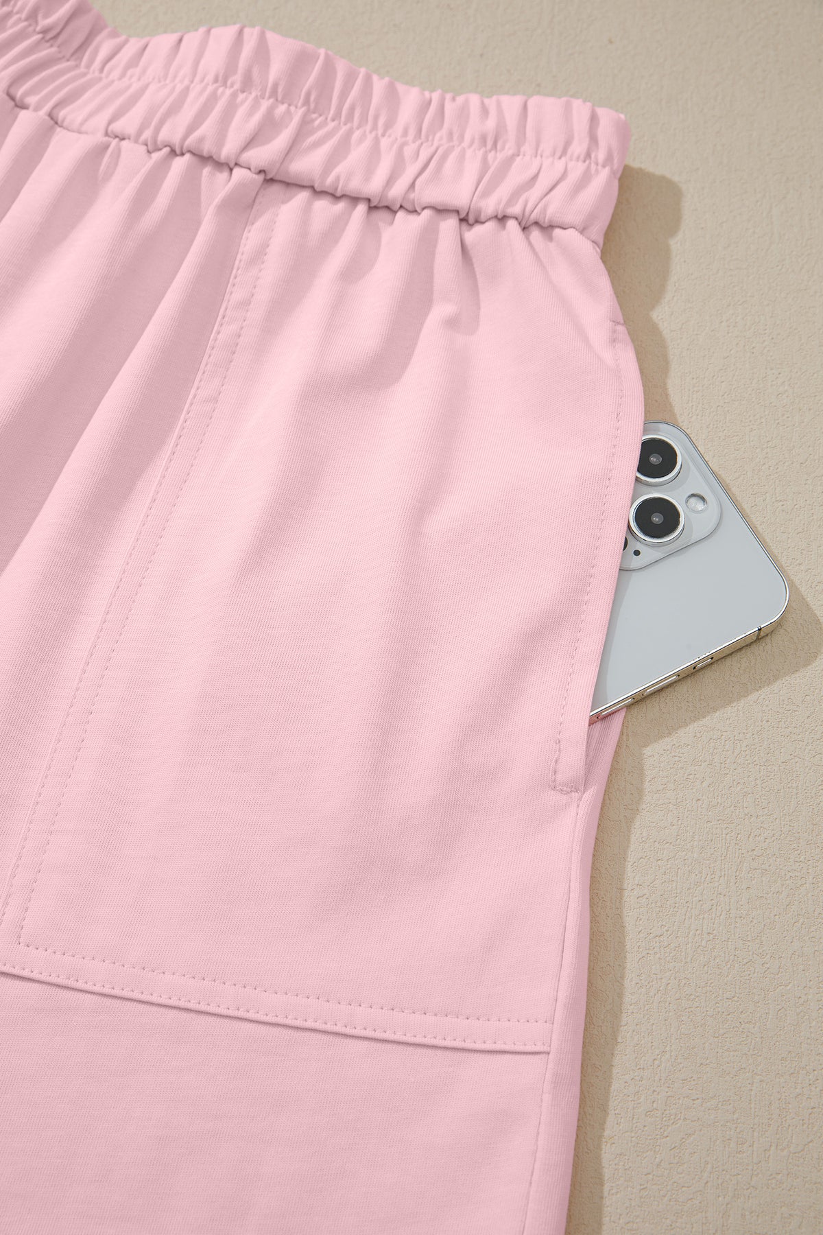 Cotton Stitched Detail Loose Tank Top 2pcs Short Set