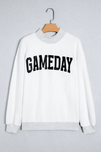 Light Grey High Neck GAMEDAY/ FOOTBALL Double Side Printed Reversible Sweatshirt