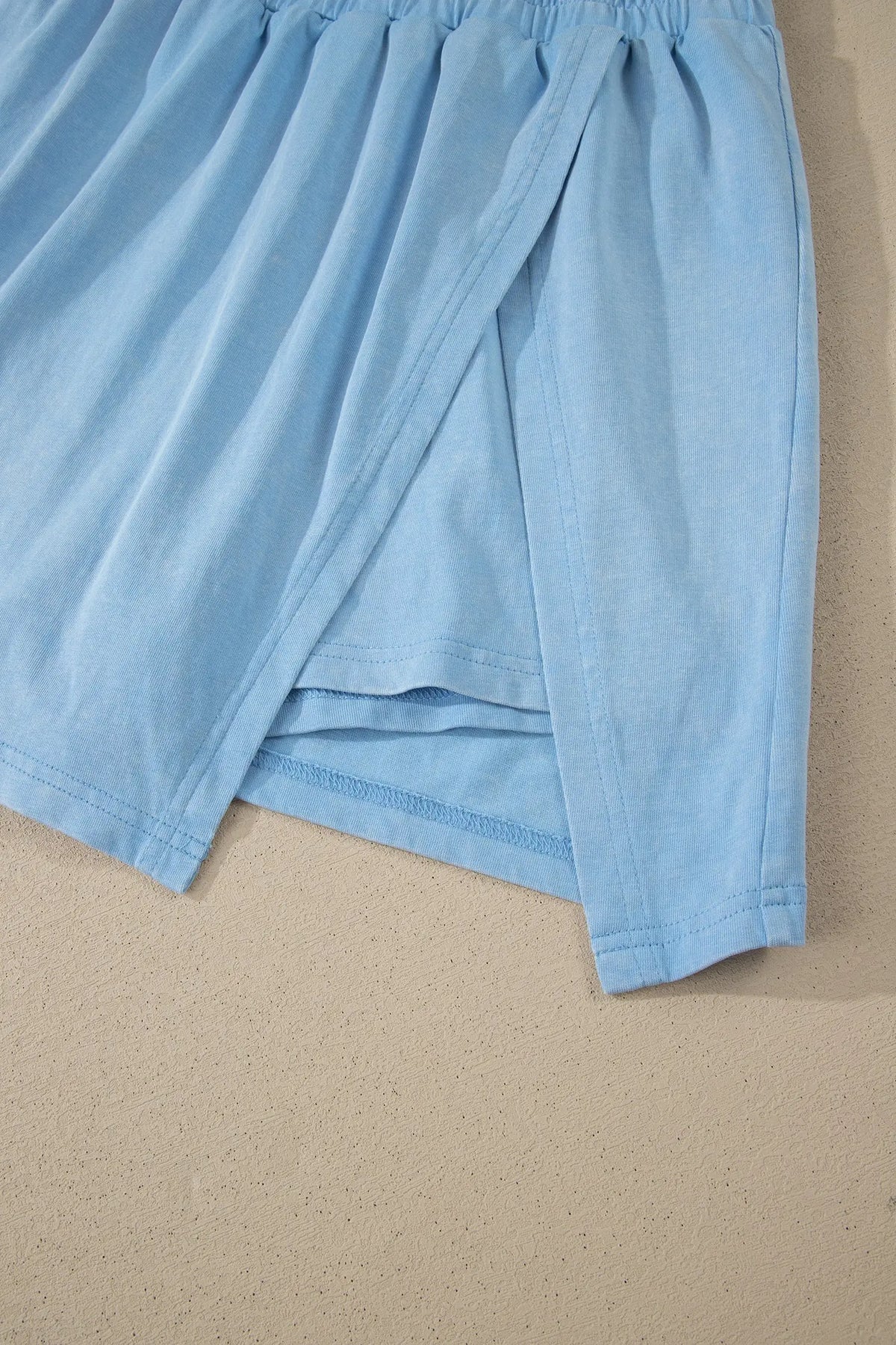 Cotton Mineral Wash V Neck Tee Matching Skort Set
