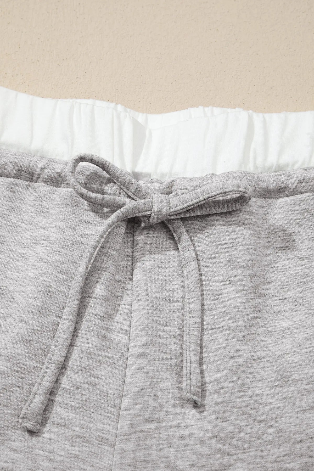 Color Contrast Overlay Long Sleeve Top Drawstring Loose Pant Set