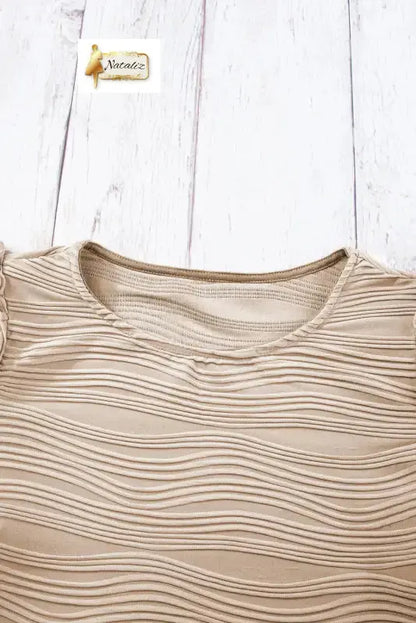 Casual Wavy Textured Ruffle Sleeve Top Nataliz