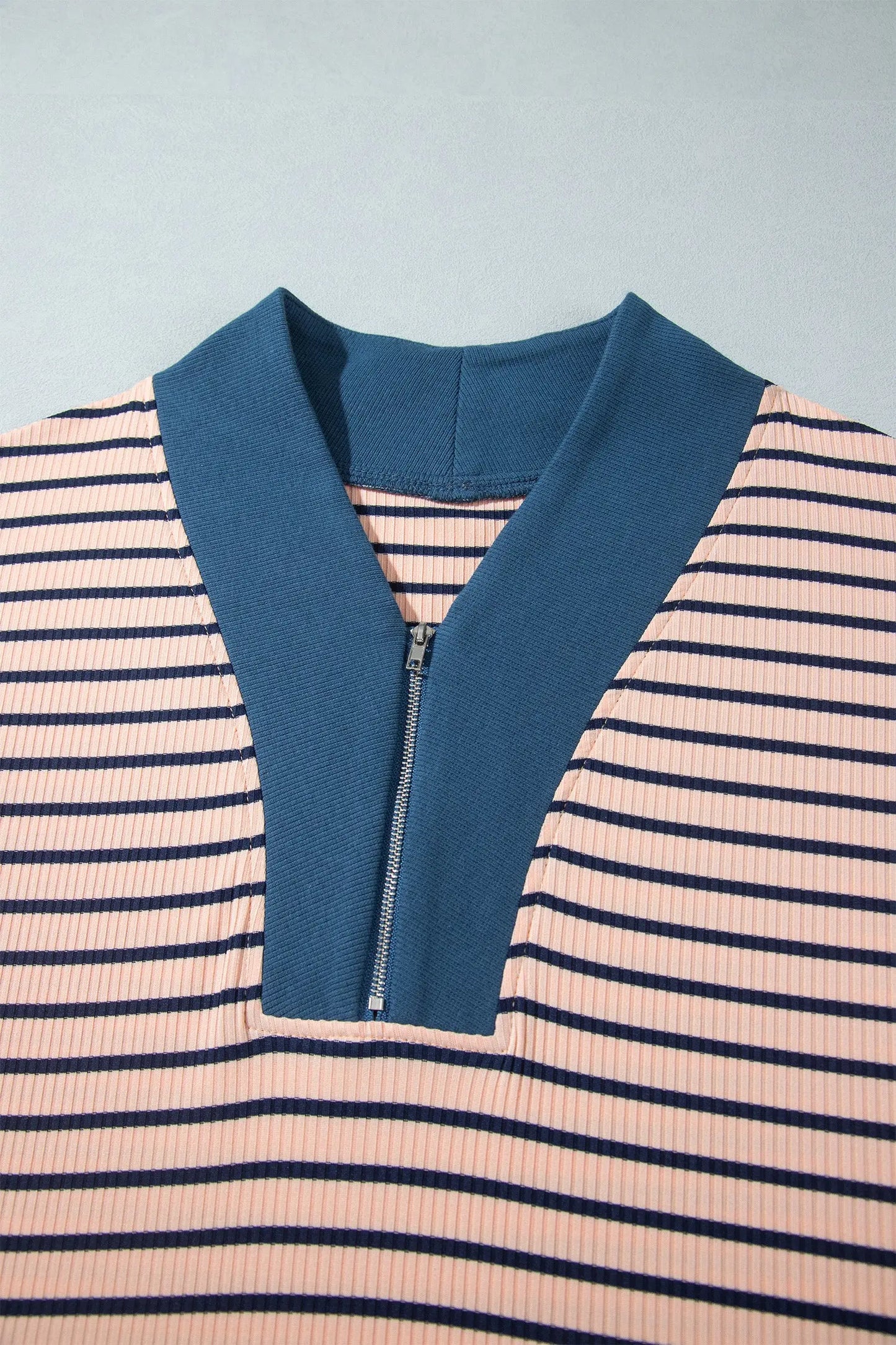 Pink Stripe Striped Colorblock V Neck Long Sleeve Plus Size Set