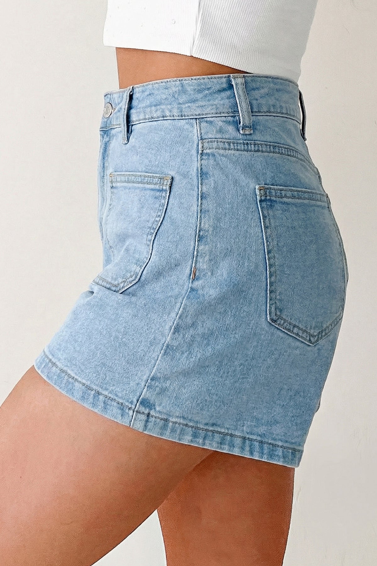 Myosotis High Rise Patch Pocket Denim Shorts