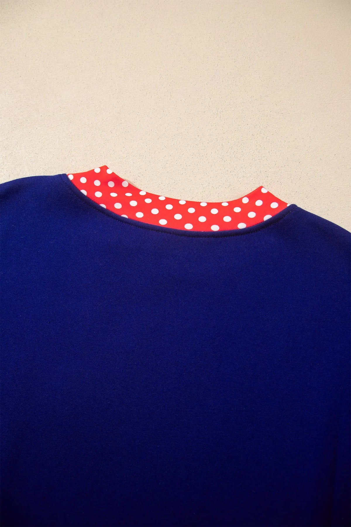 Tillandsia Purple Colorblock Polka Dot Contrast Trim Oversized Sweatshirt
