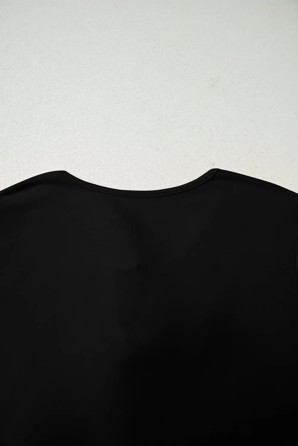 Black Solid Color Bow Tie Front Long Sleeve Plus Size Peplum Blouse