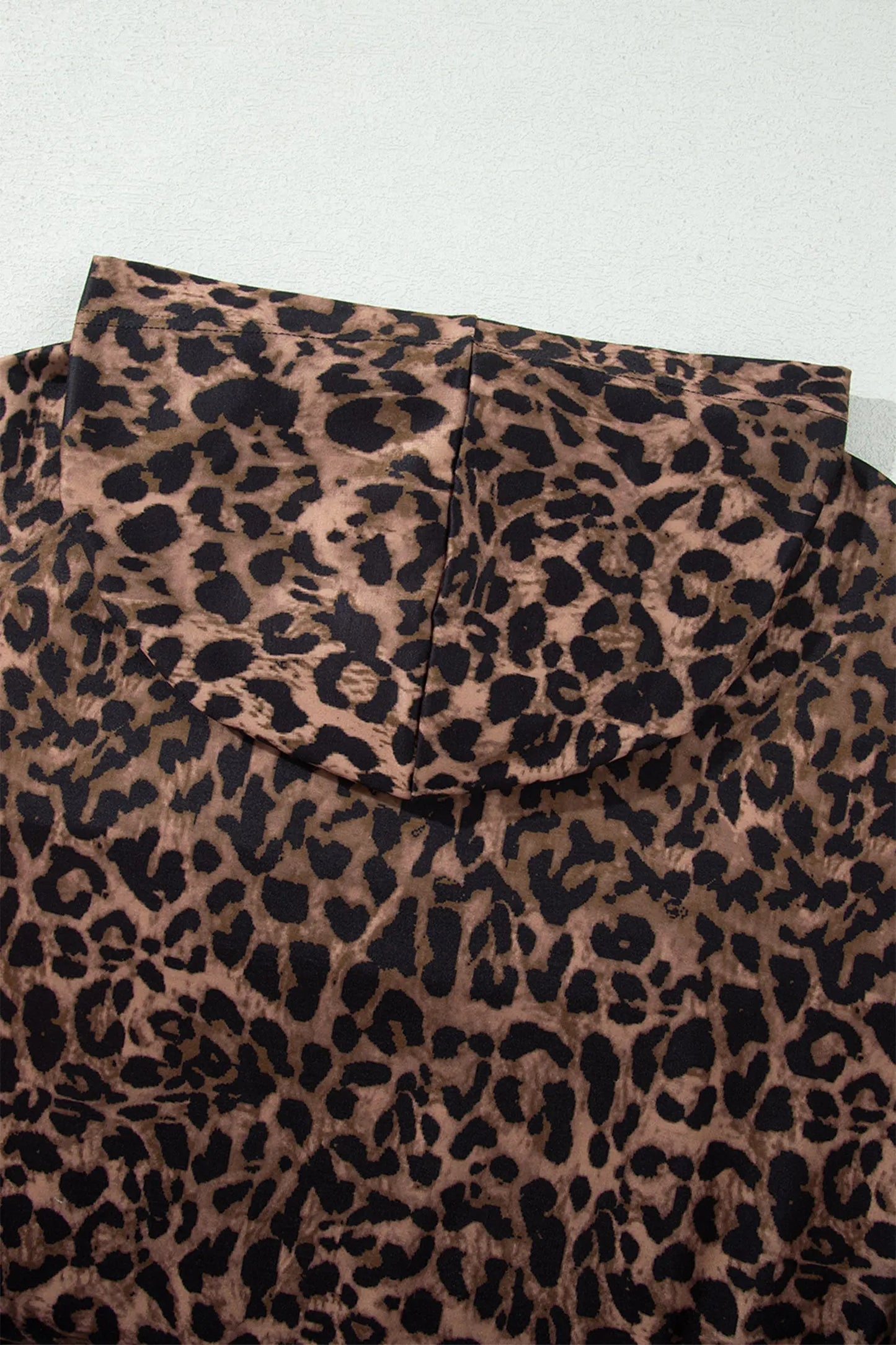Brown Leopard Print Contrast Striped Detail Long Sleeve Top Pant Set