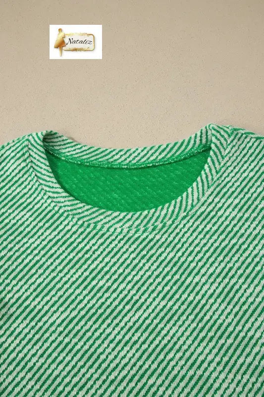 Clearly Aqua Twilled Print Lace Trim Ruffled Short Sleeve Blouse Nataliz