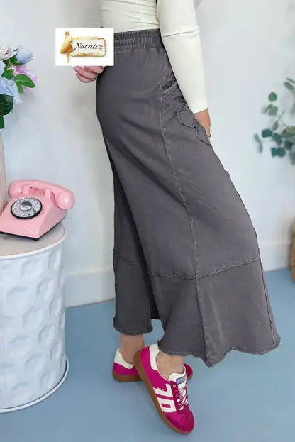 Cotton Pink Flower Patch Mineral Washed Terry Knit Cropped Wide Leg Pants Dear-Lover Dropshipping